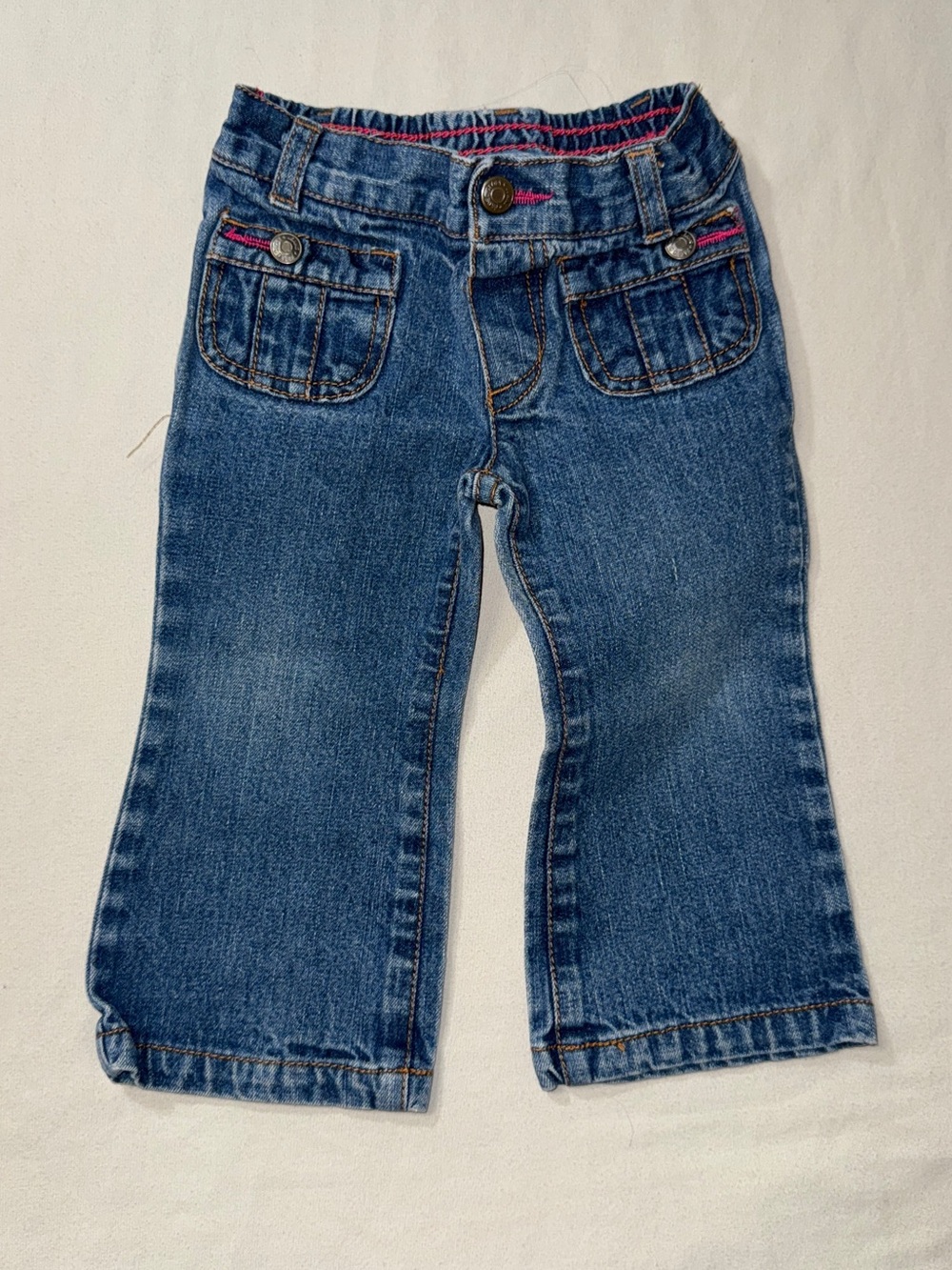 Toddler Baby Flare Jeans Girls 12 Mos Blue Denim Medium Wash Elastic Waist Cute